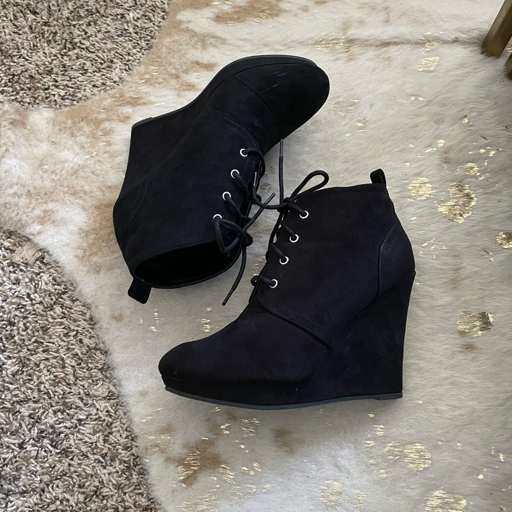 Black suede booties